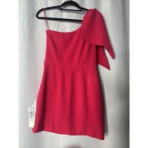 NWT DRESS THE POPULATION Tiff One-Shoulder Mini Dress Rouge Size M $158